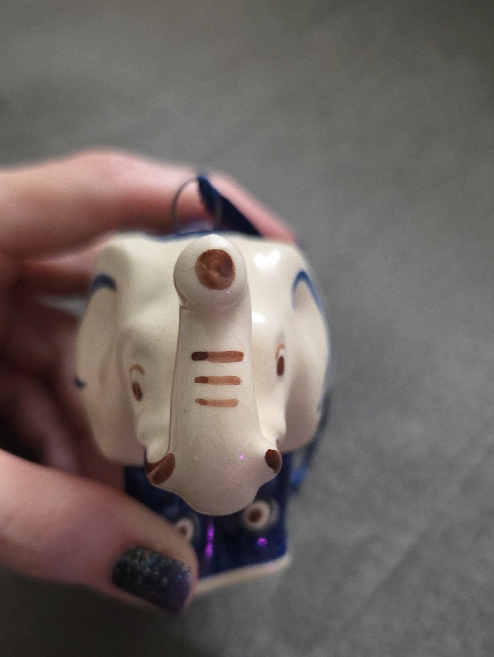 Boleslawiec Polish Pottery Elephant Ornament with Blue Decorative Accents - Picture 6 of 6